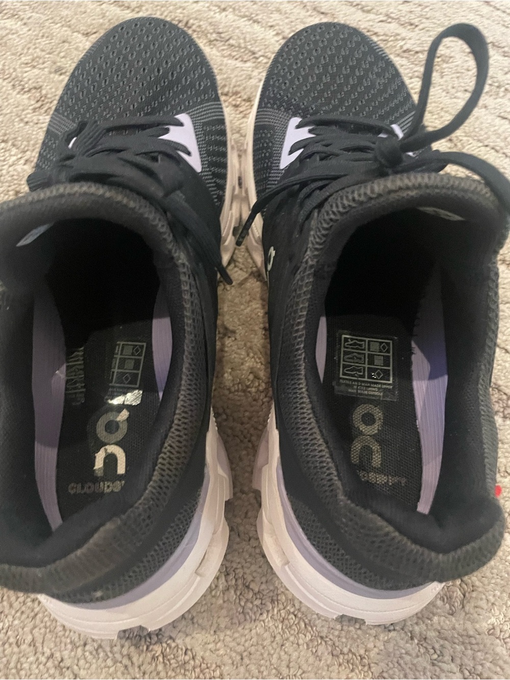 On Running Women's Black and White Running Sneakers - Picture 4 of 5